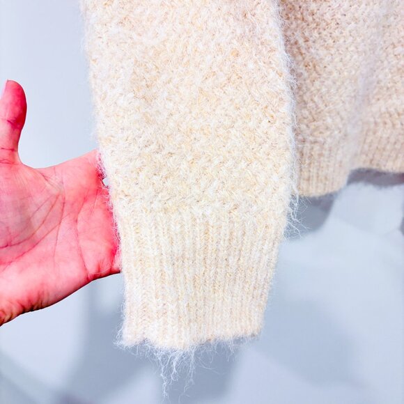 SIMONS Beige textured knit sweater | Soft cozy wool blend pullover | Medium * - Picture 4 of 8